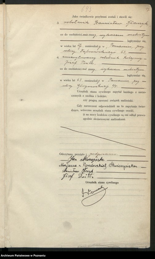 Obraz 19 z jednostki "Księga miejscowa małżeństw tom III [Rejestr główny małżeństw]"