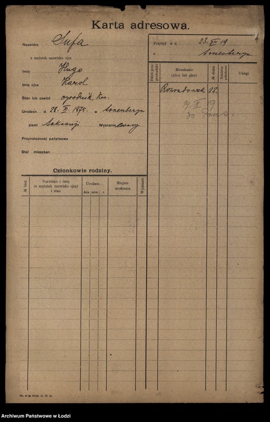 Obraz 6 z jednostki "[Spis ludności Łodzi] Sudzińska-Sumora"