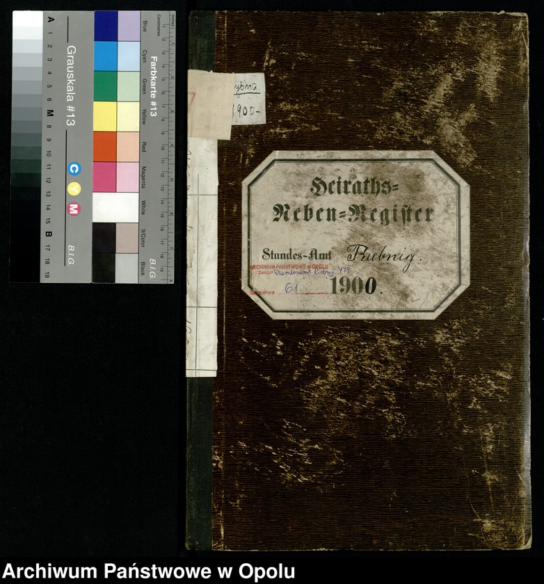 Obraz 3 z jednostki "Heiraths-Neben-Register Standes-Amt Riebnig 1900"