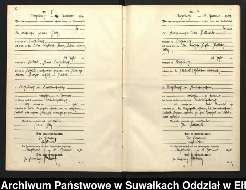 image.from.unit.number "C2. Sterbe = Register (Neben = Register) Standesamt Angerburg einschl. der Standesamtsbezirke Gross Strengeln, Kehlen und Prinowen]"