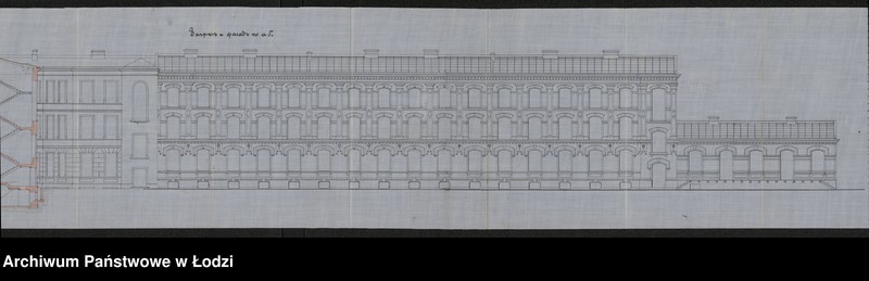 Obraz 14 z jednostki "O postrojkě firmoû "Kruše i Ênder˝ kamennago 3h˝ êt[ažnago] žilago doma s˝ takim˝ že fligelem˝ dlâ sklada tovarov˝, odnoêtažnago fligelâ dlâ takogo že sklada i 1-o êt[ažnyh] hoz[âjstvennyh] služb˝ i othožih měst˝ v˝ gor[ode] Lodzi"