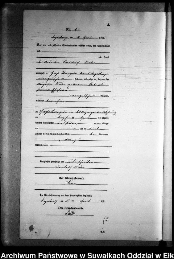 image.from.unit.number "[Geburts-Neben-Register des Preussischen Standes-Amtes Gr. Strengeln Kreis Angerburg]"