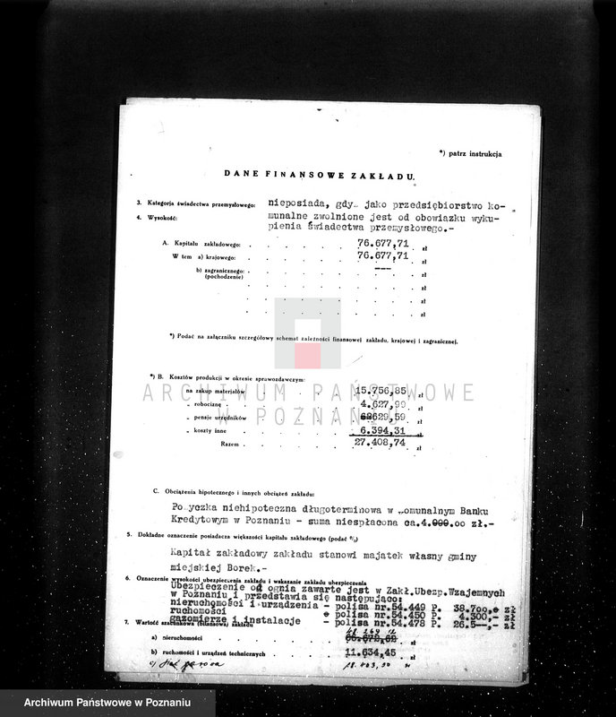 Obraz 14 z jednostki "Kwestionariusz Gazownia Miejska w Borku pow. Gostyń"