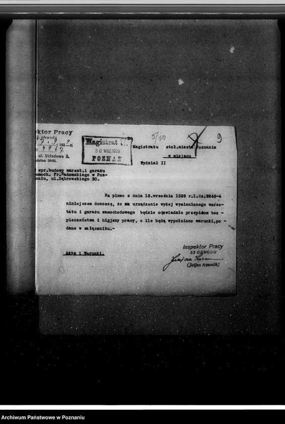 Obraz 14 z jednostki "/Projekt urządzenia warsztatu remontu samochodów przy ul. Dąbrowskiego nr 30/"