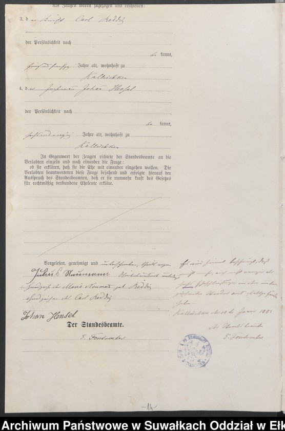 image.from.unit.number "Heiraths-Haupt-Register des Königlich Preussischen Standes-Amtes Kallischken Kreis Johannisburg]"