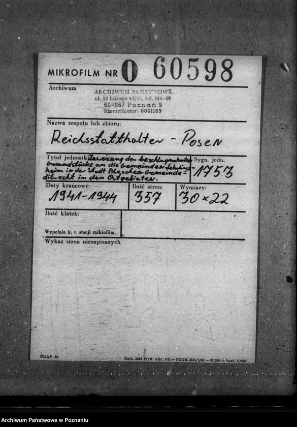 Obraz 2 z jednostki "Zuweisung der beschlagnahmten Grundstücke an diwe Gemeinden. Lehrlingsheim in der Ostgebieten"