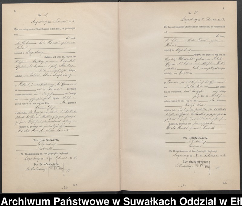 image.from.unit.number "Geburts-Register (Neben-Register) Standesamt Angerburg"