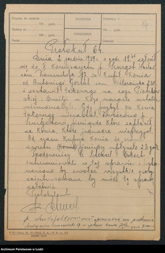 Obraz 16 z jednostki "[Akta X Komisariatu Milicji Obywatelskiej - protokoły zajść ulicznych, aresztowań i osób zaginionych]"