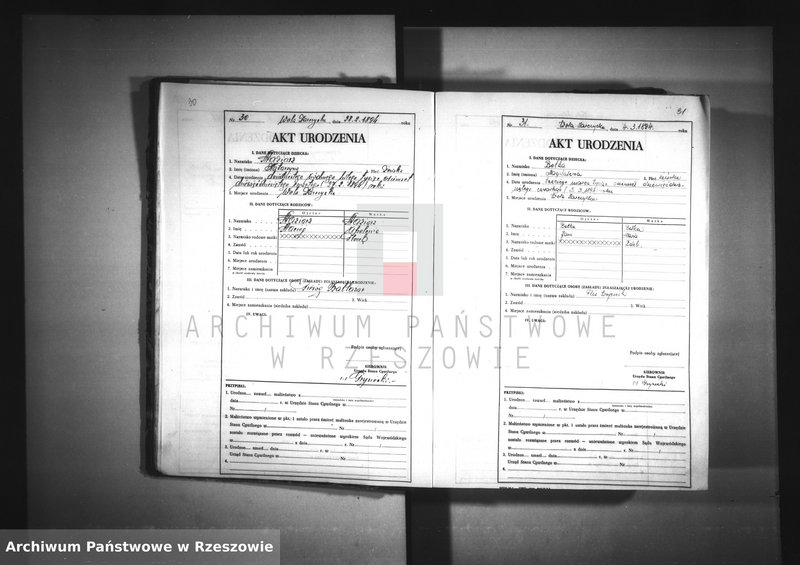 image.from.unit.number "Akta urodzeń (za lata 1894-1901, 1904-1916, 1918-1929) - Wola Zarczycka - odpis"