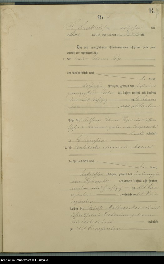 image.from.unit.number "Heiraths-Haupt-Register Nr 1 - 22 i 1 - 20"
