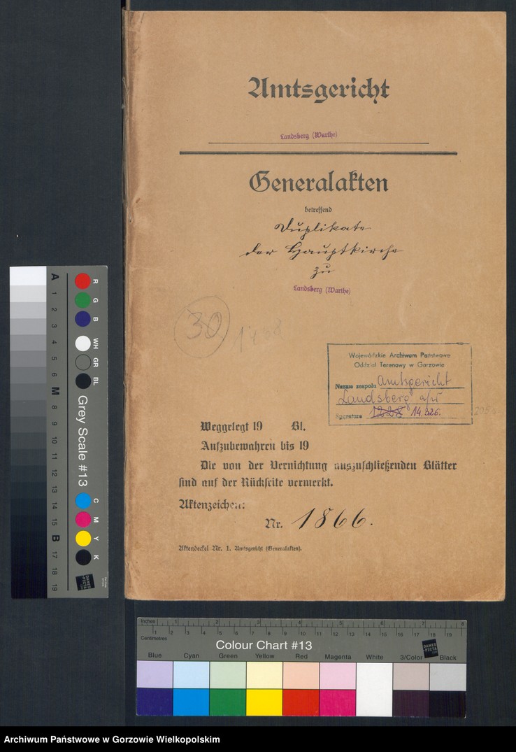 image.from.unit.number "Duplikate der Hauptkirche zu Landsberg an der Warthe (zawiera też księgę zgonów Konkordienkirche z 1866 r.)"