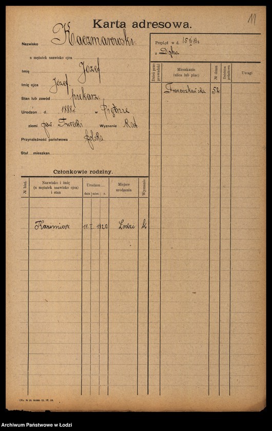 Obraz 13 z jednostki "[Spis ludności Łodzi] Katschmarowska - Kaczyński"