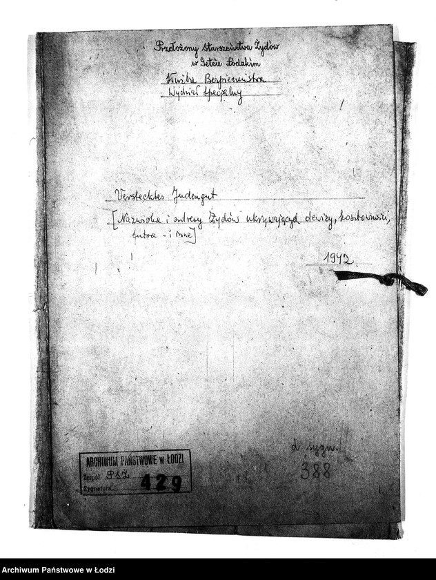 Obraz 3 z jednostki "Verstecktes Judengut [Nazwiska i adresy Żydów ukrywających dewizy, kosztowności, futra i inne]"