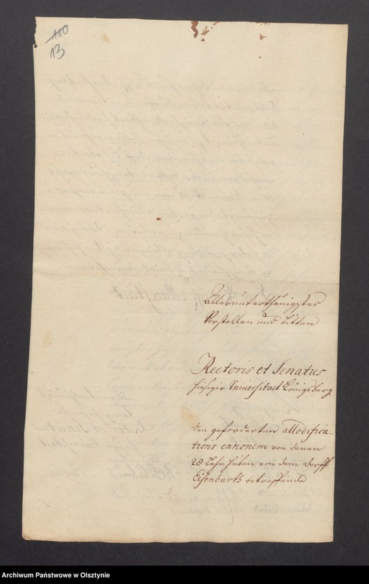 image.from.unit.number "Eisenbart [Eisenbarth], H. [Haupt] A. [Amt] Brandenburg [Pokarmin]. Acta das Gesuch der Universität um Niederschlagung des Allodificationscanons"