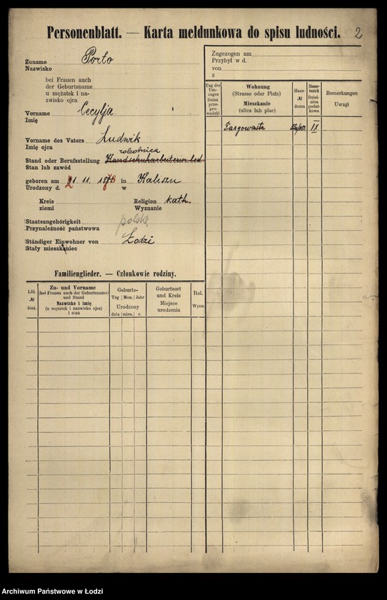 Obraz 4 z jednostki "[Spis ludności Łodzi] Porto-Potocki"