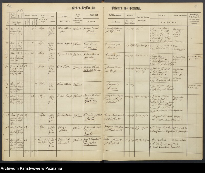 Obraz 12 z jednostki "[Akta urodzeń i chrztów, ślubów, zgonów]"