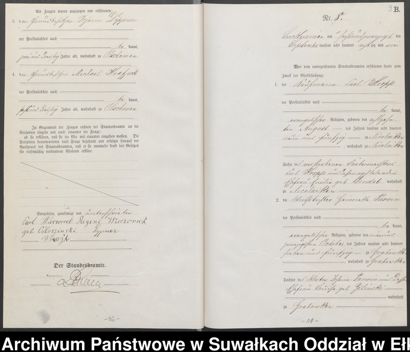 image.from.unit.number "Heiraths-Haupt-Register des Königlichen Preussischen Standes-Amtes Lucknainen Kreis Sensburg für das Jahr 1884 [do 1887]"