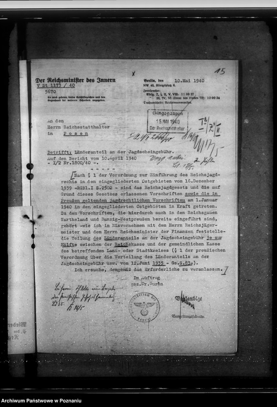 Obraz 19 z jednostki "Wasserzähler. Wasserverluste. Länderanteil an der Jagdscheinge bühr. Ausgleichszuschlag bei Lebendvieh und Ausgleichsabgabe auf frisches Fleisch"