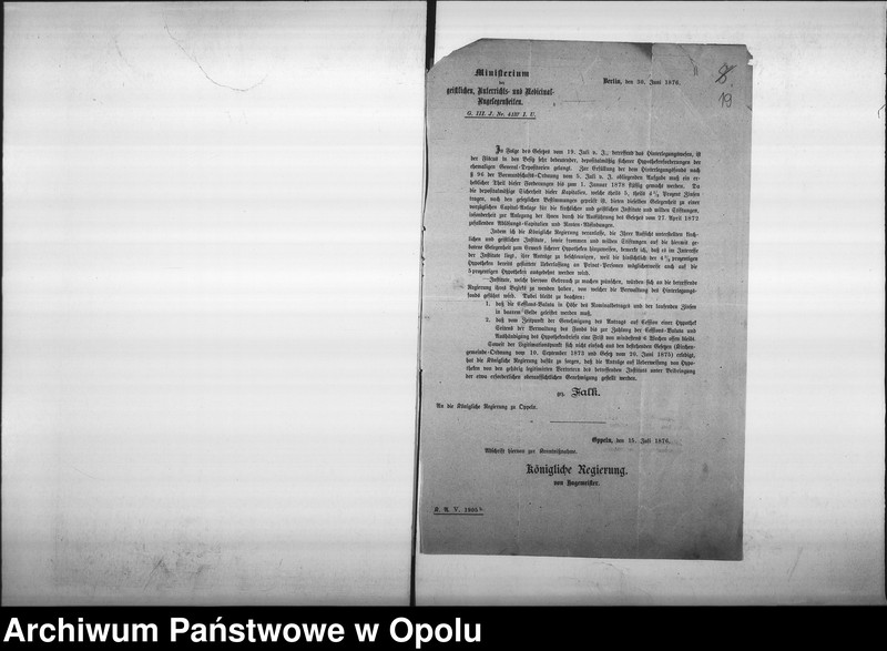 Obraz 19 z jednostki "Acta Generalia des Magistrats zu Oppeln betreffend Stiftungen Vol. I"