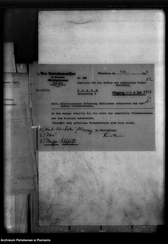 Obraz 16 z jednostki "Kreis Turek. Korespondencja w sprawie miejscowych Niemców, którzy zginęli w 1939 roku"