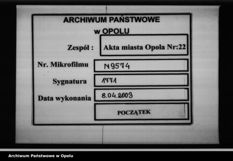 image.from.unit.number "Acta des Magistrats zu Oppeln betreffend das Feuer Lösch-Wesen hier Vol. I"