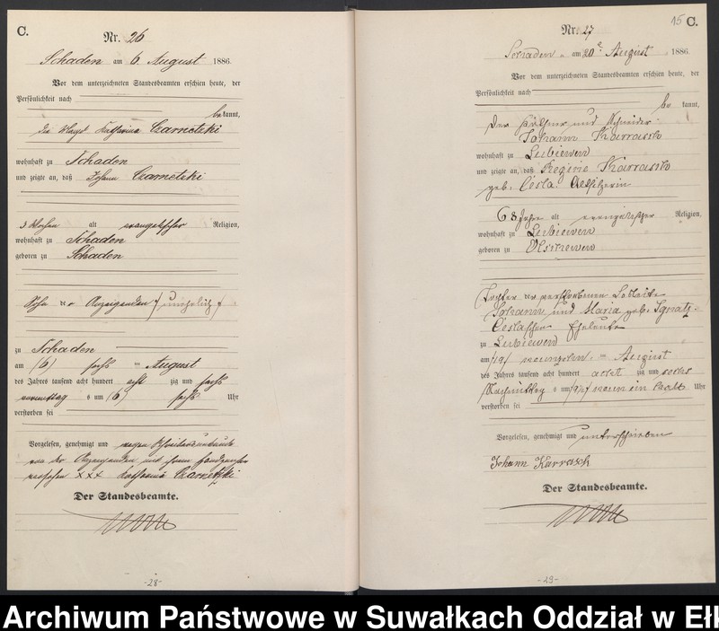 image.from.unit.number "Sterbe-Haupt-Register des Königlich Preussischen Standes-Amtes Schaden Kreis Sensburg"