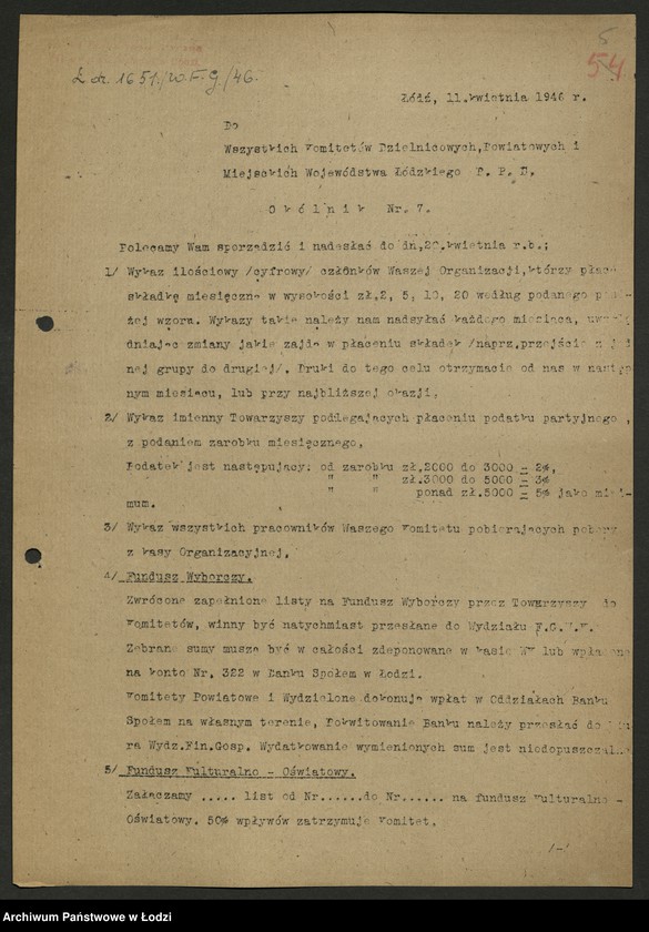 Obraz 6 z jednostki "Okólniki, [pisma okólne] Oddziału"