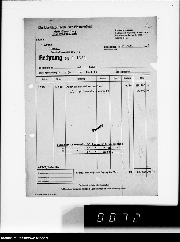 Obraz 16 z jednostki "63 III Produktionsaufgabe Gemeinschaft. Schuhe, Arbeitsauftrag 1190, Auslieferung"
