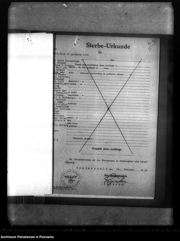 Obraz 9 z jednostki "Kreis Ostrowo (Ostrów Wielkopolski). Wykaz miejscowych Niemców, którzy zginęli w 1939 roku"