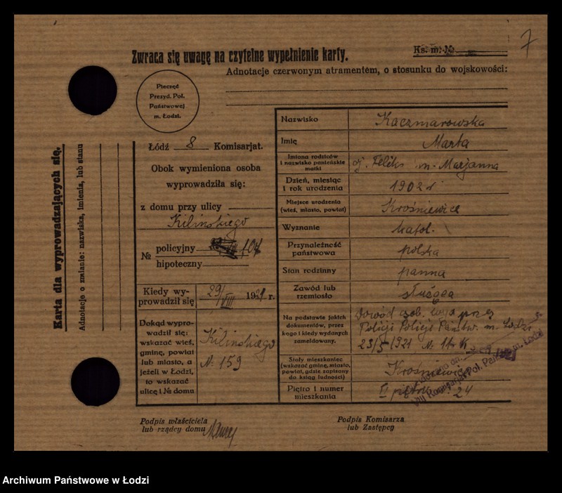 Obraz 9 z jednostki "[Spis ludności Łodzi] Katschmarowska - Kaczyński"