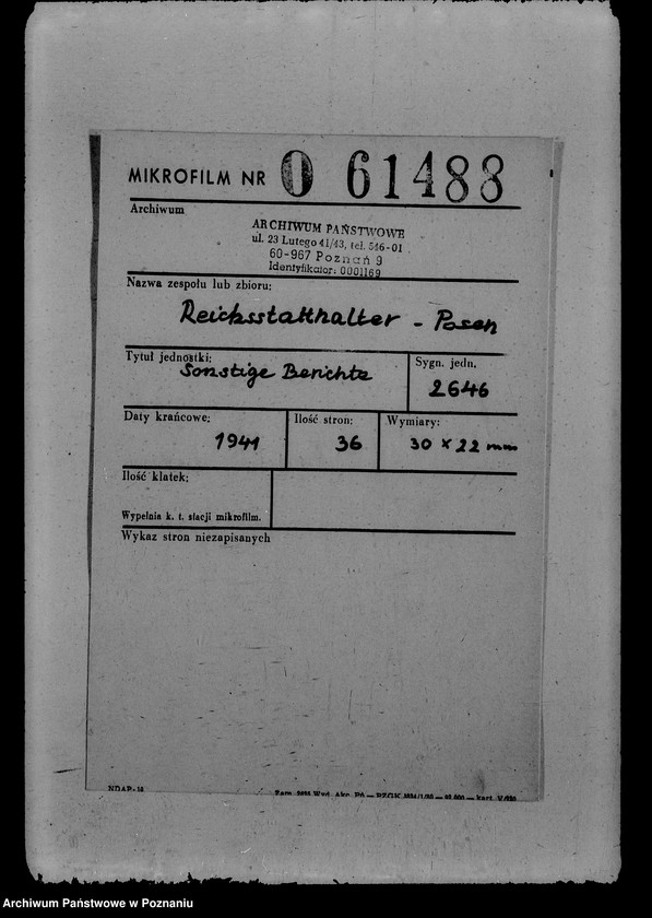 Obraz 1 z jednostki "Sonstige Berichte"