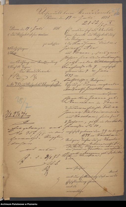 Obraz 12 z jednostki "Die von den Verlobten beigebrachten Urkunden zur Eheschliessung pro 1875"