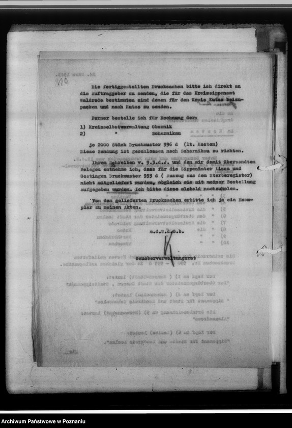 Obraz 14 z jednostki "[Korespondencja w sprawach organizacyjnych, sprawozdanie z działalności] Kreissippenamt Gnesen [Gniezno]"