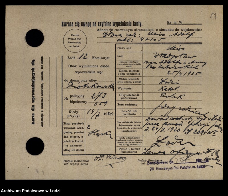 Obraz 19 z jednostki "[Spis ludności Łodzi] Wajs - Wajsbard"