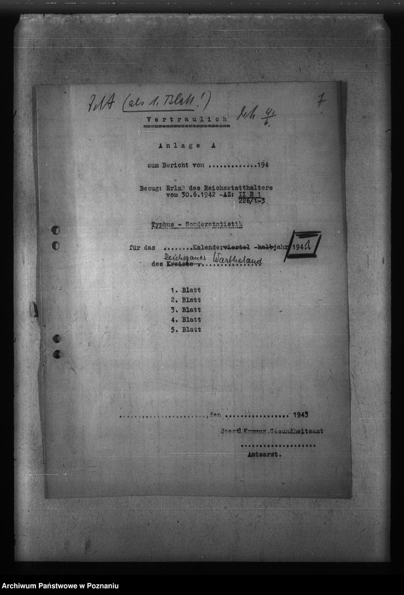 Obraz 11 z jednostki "Gauübersichten der Typhus - Sonderstatistiken"