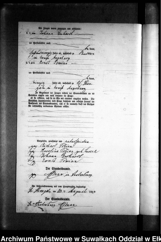 image.from.unit.number "Heiraths-Neben-Register des Preussischen Standes-Amtes Gr. Strengeln Kreis Angerburg"