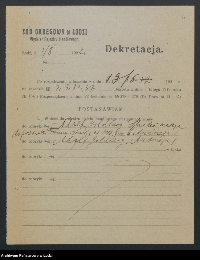 Obraz 6 z jednostki "Adolf Goldberg – sprzedaż maszyn do pisania"