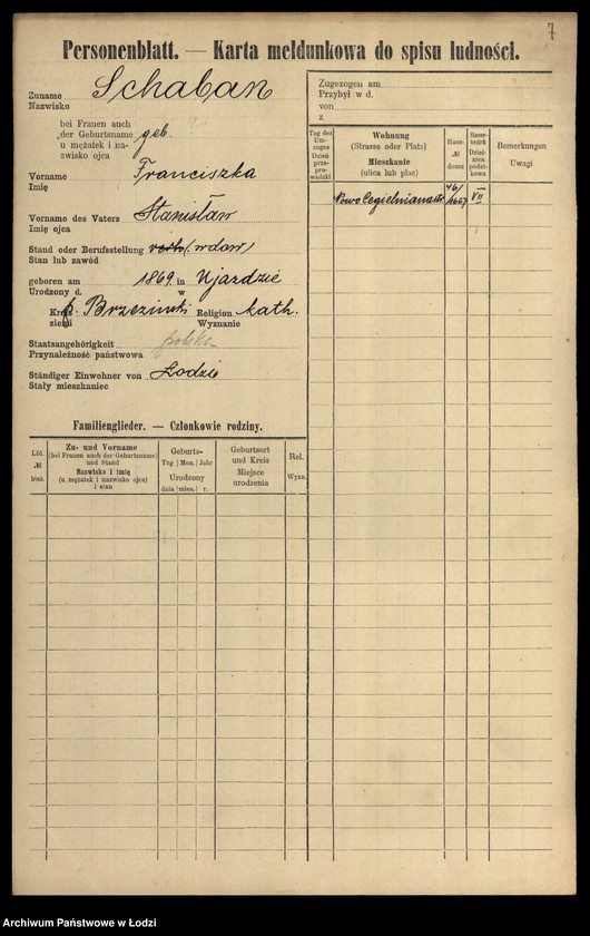 Obraz 9 z jednostki "[Spis ludności Łodzi] Syta-Szadkowski"