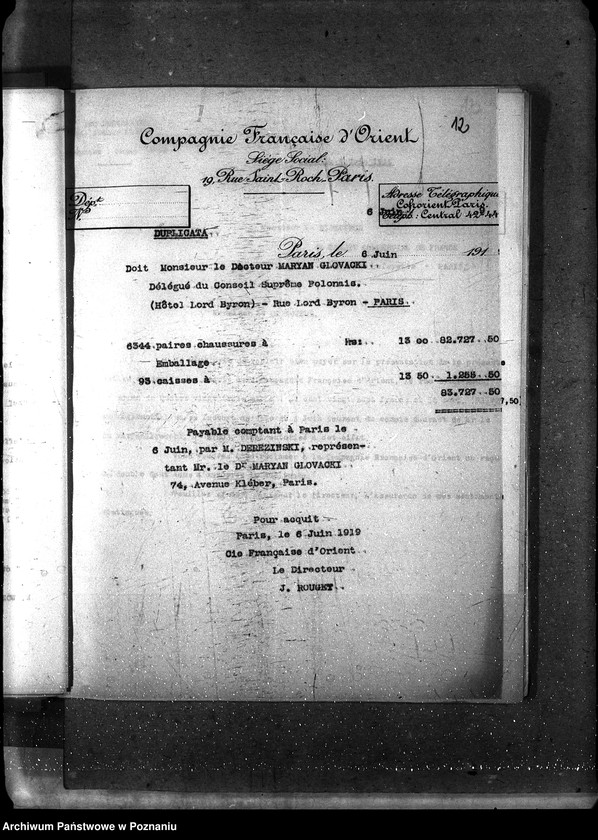 Obraz 17 z jednostki "[Różne papiery i korespondencje dot. Spraw załatwianych przez polskich przedstawicieli handlowych w Paryżu]"