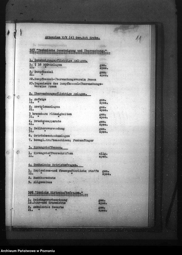 Obraz 15 z jednostki "Wykaz akt dla wydziału Wirtschaft und Arbeit"