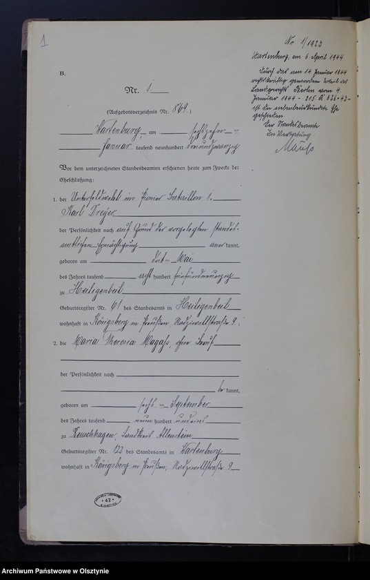 image.from.unit.number "Heirats-Haupt-Register Nr 1 - 26"