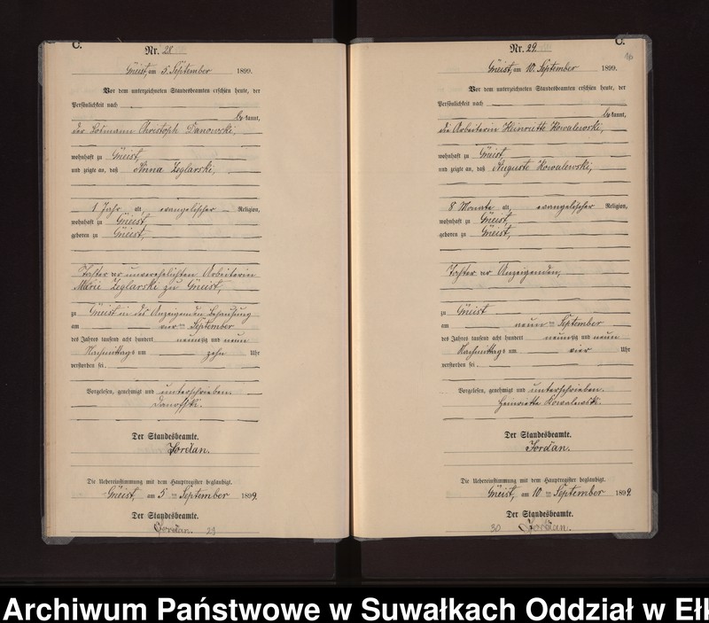 image.from.unit.number "Sterbe-Neben-Register des Königlichen Preussischen Standes-Amtes Gneist Kreis Lötzen"