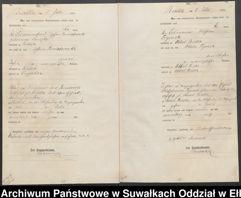 image.from.unit.number "Sterbe-Haupt-Register des Königlichen Preussischen Standes-Amtes Bialla Kreis Johannisburg"