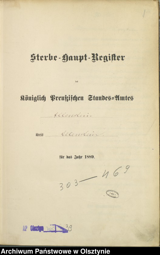 image.from.unit.number "Sterbe-=Haupt-Register Tom II,Nr 303 - 470"