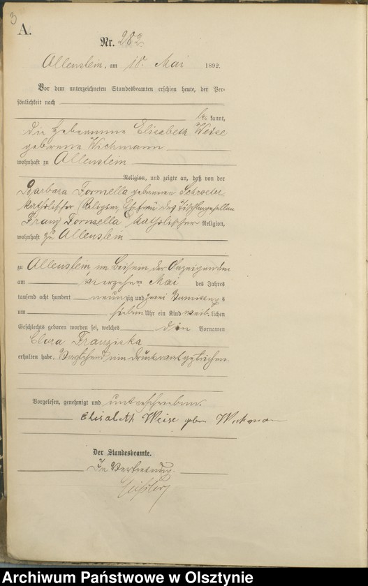 image.from.unit.number "Geburts-Haupt-Register Tom II,Nr 281 - 560"