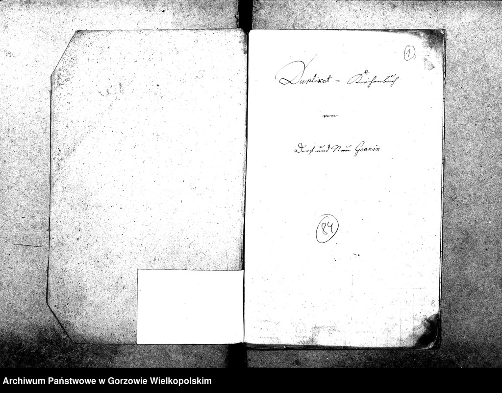 image.from.unit.number "Duplikate der Kirchenbücher von Gennin (Jenin), Dühringshof (Bogdaniec), Friedrichsberg (Motylewo), Neu Gennin,"