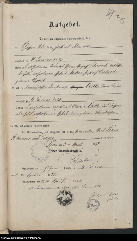 Obraz 17 z jednostki "Die von den Verlobten beizubriegenden Urkunden"