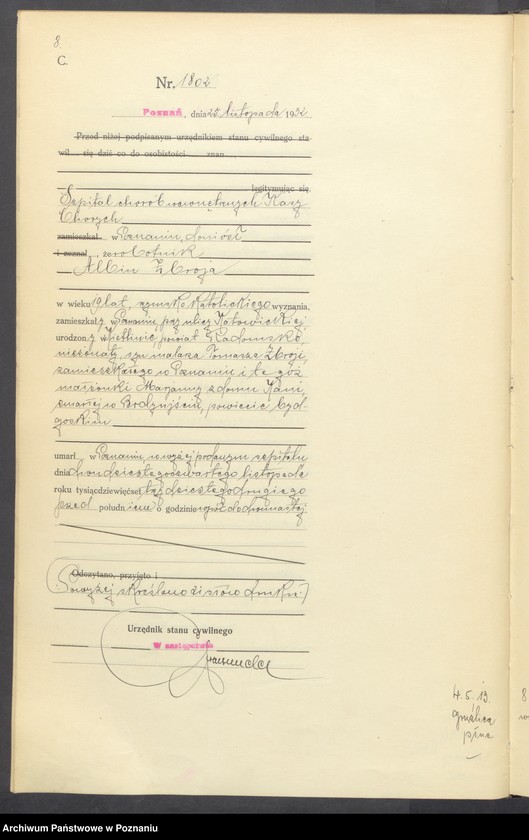 Obraz 10 z jednostki "Księga miejscowa zgonów tom IV [Rejestr główny zgonów]"
