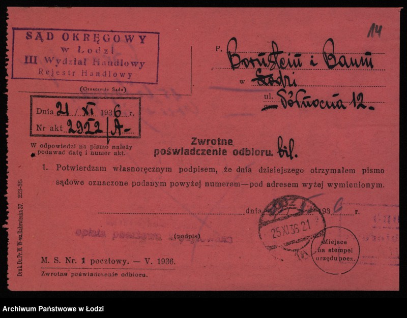 Obraz 16 z jednostki "Frania Bornstein i Szymon Baum – konfekcja męska i sprzedaż garderoby"