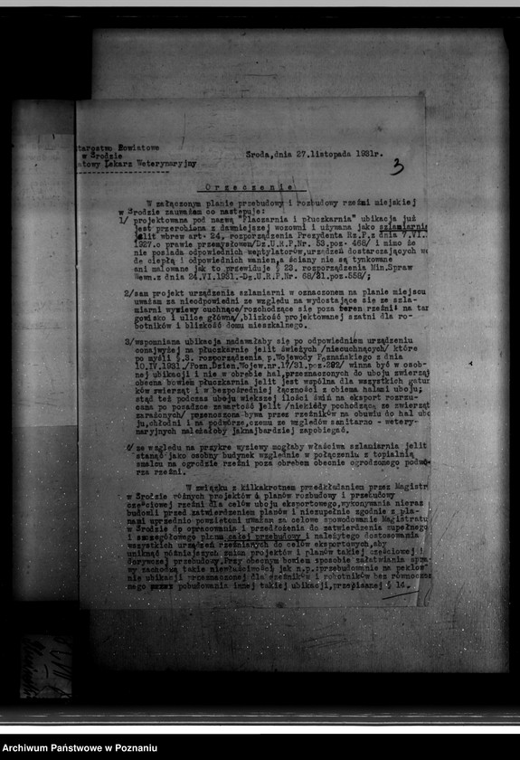 Obraz 7 z jednostki "Zatwierdzenie projektu przebudowy i rozbudowy Rzeźni Miejskiej w Środzie nr 478 własność Magistratu miasta Środy"